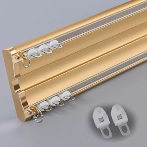 Takmonteringssats med dubbla spår med rullar, vitt glidskenesystem för rumsdekoration, justerbar 250 cm/8 fot takbana enkel installation, hållbar design