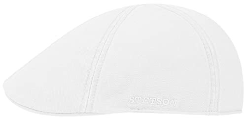 Stetson Texas Cotton Flat Cap with UV Protection 40+ - Cotton Peaked Ivy Cap - Solid-Color Cap for Spring/Summer White XL (60-61 cm)