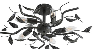 Lindby Ceiling Light Yos dimmable (Florentine) in Black Made of Metal for e.g. Bedroom (5 Light Sources, E14) from Ceiling lamp