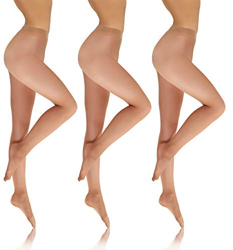 sesto senso Strumpbyxor dam, transparent, 1-pack, 3-pack, Den 8, släta fina strumpbyxor, 3 par – Cypria – beige, XL