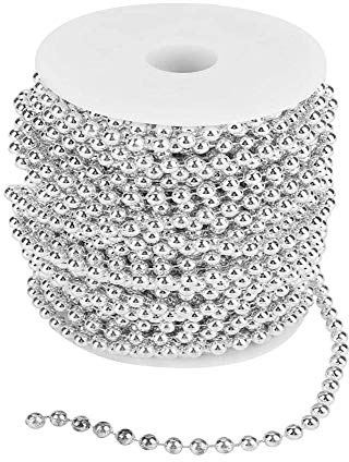 ANCLLO 20 m/rouleau de perles guirlande garniture de perles délicates perles décoratives chaîne pour les fournitures de fête de mariage (Argent)