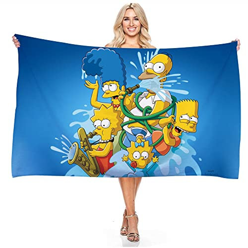 JXSMYT Strandtuch für Kinder Jungen, Handtuch Duschtuch Baumwolle, Tolles Geschenk-Simps Anime, Sporthandtuch (A01, 100x200cm)