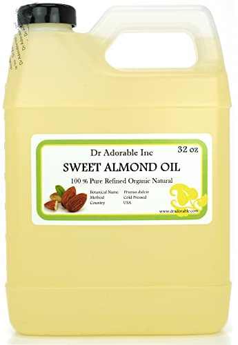 Dr Adorable - 32 oz - Sweet Almond Oil - 100% Pure Natural Organic Cold Pressed