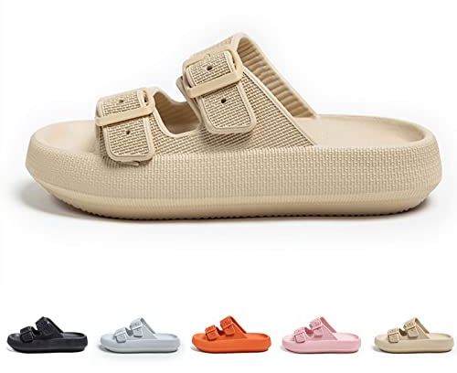 Cloud Sliders, Cozislides Pantuflas Mujer Hombre Cloudy Super Suave Antideslizante Cojín Zapatillas Verano Sandalias con Doble Hebilla