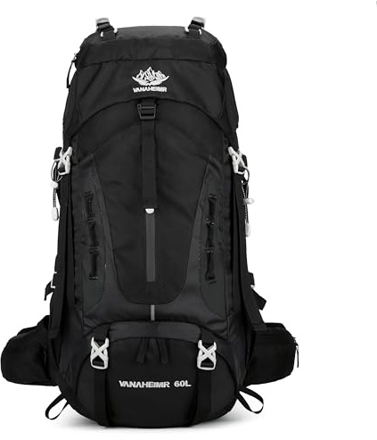 Dressfo 60 l Wanderrucksack, Camping-Rucksack, Jagd-Rucksack für Outdoor, wasserabweisend, taktischer Rucksack für Damen und Herren, Tiefes Blau, Large, Outdoor(SCHWARZ)