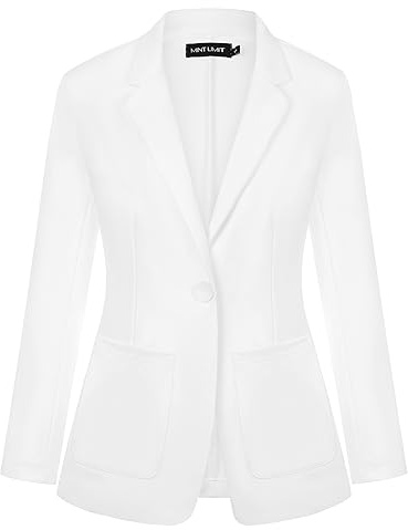 MINTLIMIT Women's Blazer Suit Jacket, Notched Lapel, One Button, Patch Pockets, Mint, Standard Length, Polyester, Long Sleeve, Business&Casual