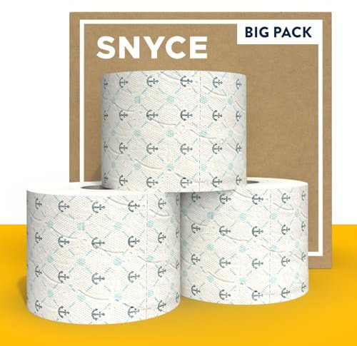 SNYCE Happy Sailor Toilettenpapier mit Anker-Design - 15 Rollen mit extra vielen 300 Blatt je Rolle - soft und reißfest – 3-lagig - plastikfrei verpackt