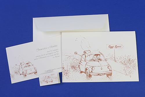 20 Set partecipazioni Nozze Personalizzate inviti Matrimonio stile 500 art.123 quantità a scelta