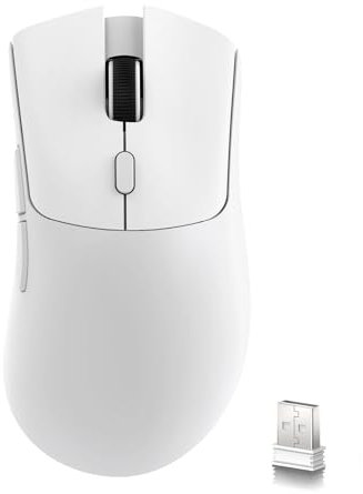 MAMBASNAKE × Attack Shark R1 59 g leichte kabellose Tri-Mode-Gaming-Maus, 2,4G/Bluetooth/Kabelverbindung, 5 programmierbare Tasten, 6 einstellbare DPI bis zu 18000, PixArt PAW3311– Weiß