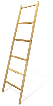 Conduttore decorativo in bambù naturale – 170 cm x 55 cm – scala decorativa in legno in stile rustico – portasciugamani da parete appendiabiti Stummer server indipendente