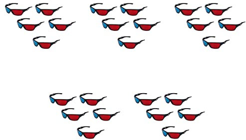 Speesy Lot de 25 paires de lunettes de vision anaglyphes dimensionnelles 3D rouges et bleues pour jeux vidéo TV DVD