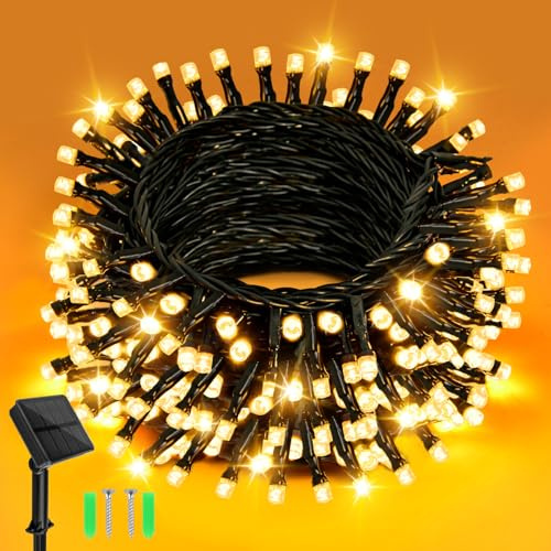 Dalugo Solar Garden Lights Outdoor, 5m 50 LED Solar Powered String Lights, Waterproof Warm White Fairy Lights 8 Modes for Garden, Patio, Yard, Festival, Party Decorations