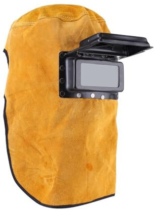 Welding Helmet Mask, Leather Welder Hood Protection Mask with Flip Open Lens, Heat Resistant, Breathable, Welder Work Cap, for Torch Metalworking Carve