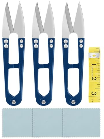 UCEC 3 blå trådklipp, trådskärare, skarp och lätt att klippa, korsstygnstillbehör, sömnadssax, broderisax, liten sax, sytillbehör, klädtillverkning, sax, minisax