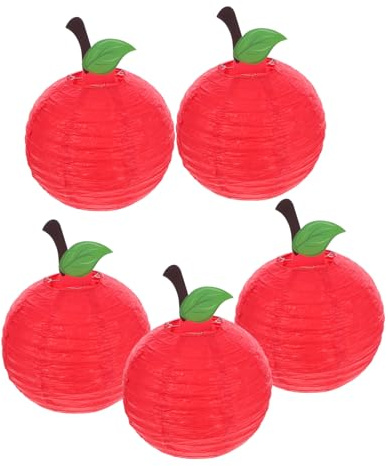 HANABASS 5 Piezas Farolillos de Manzana Rojos para Decoración de Fiesta Paquete de Lámparas Colgantes de Frutas para Cumpleaños y Celebraciones Festivas
