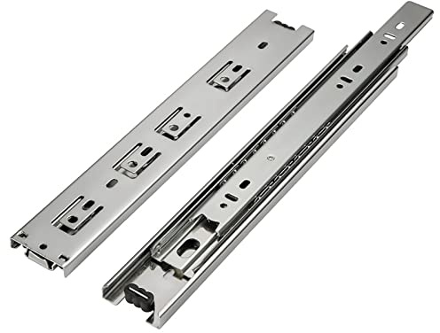 Glissières de tiroir robustes de 200 mm – Extension complète – Glissières à roulement à billes en métal pour armoires et meubles de cuisine, montage latéral à 3 volets – 1 paire et glissement lisse