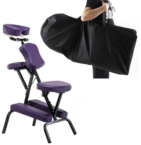 Silla de masaje, silla de spa plegable portátil con bolsa de transporte para viajes, asiento ligero para terapia de masaje para belleza y cuidado personal
