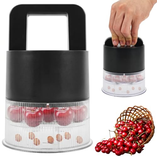 Dénoyauteur de cerises à 7 trous - Type d'impression avec protection anti-éclaboussures - Dénoyauteur de cerises manuel portable pour olives, prunes, dattes rouges, aubépines, prunes vertes, litchi