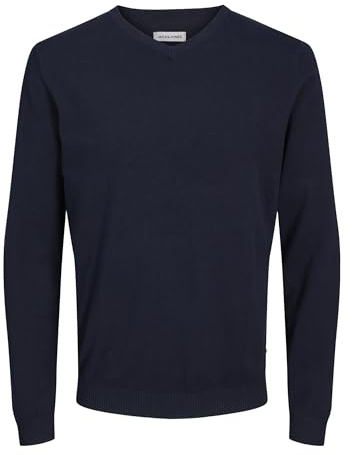 JACK & JONES Jjebasic Knit V-Neck Noos, Pull Homme, Bleu (Navy Blazer Navy Blazer), Small