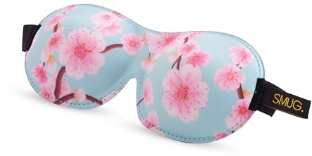 SMUG 100% Blackout Sleep & Eye Mask | Eyelash Extension Friendly | Eye Masks for Sleeping | Sleep Masks for Women & Men | Straps for Dream Comfort & Adjustability | Cherry Blossom