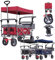 Arebos Bollerwagen Premium faltbar mit Dach | Handwagen | Faltwagen | Transportwagen | klappbar | bis 100 kg Tragkraft | Vorder- und Hinter-Bremse | Inkl.Tragetasche | Rot