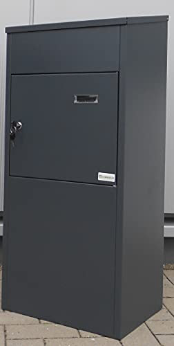 Comwerso Kiel - Buzón para paquetes, color gris antracita con placa para nombre, extracción delantera