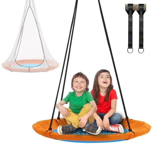 SkyBound Tree Swing Saucer Swing - 600LB Weight Capacity - Outdoor Swing with Hanging Straps - Waterproof Tree Swings for Kids - Tire Swings for Trees - Durable Flying Swing Seat for Children