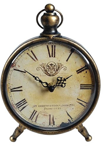 HZDHCLH Roman Table Clocks Silent Non Ticking Roman Retro Art Desk Clock for Living Room Bedroom Office（Copper Black）