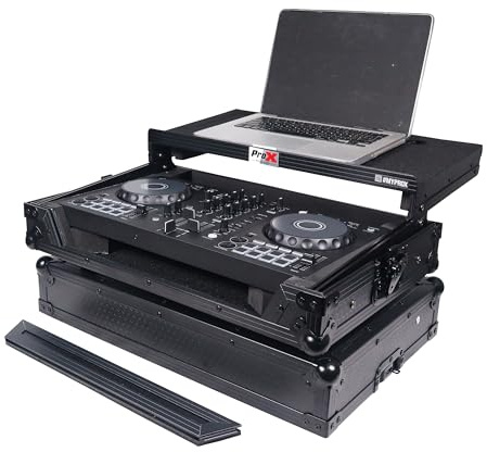 ProX X-DDJFLX4LTBL ATA Flight Road Case For Pioneer DDJ-FLX4 DDJ-SB3 DDJ-400 DJ Controller with Laptop Shelf - Black Finish