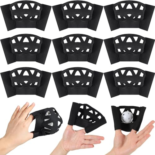Zhengmy 10 Packs Web Glove Baseball Training Glove Designed to Catch Golf Sized Practice Ball Catcher Training Aids Suitable for Softball Field Drills Hand Eye Coordination Teaching(Large,Black)