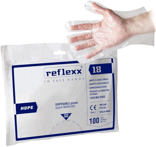 Generico REFLEXX R18 Guanti in POLIETILENE HD senza polvere TAGLIA UNICA 1000 PZ