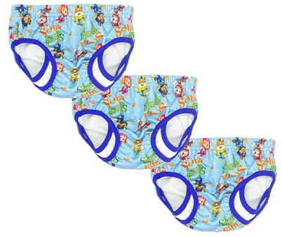 Paw Patrol Swim Pants, Reuseable Swim Nappies, 6-12 Months Multi Pack Babies & Toddler Range, Lightweight Washable Leak Guard, Pull Up Stretch Waist, 85% Polyester, 15% Spandex (Blue, S, 3, Count)