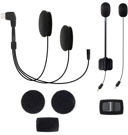 LEXIN Motorcycle Headset Audio Set, 40mm HD Stereo Loud Speakers with Button & Boom Microphone, Type-C Connector, Compatible with G2P, G1, G2