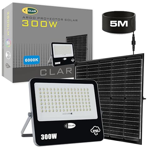 CLAR - Focos Led Exterior solar, Luz Potente, Focos Para Jardín 300W (Pack 1)