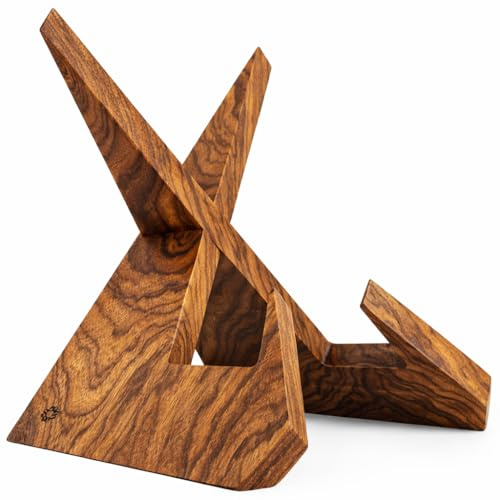 TILISMA Wooden Cook Book Stand – Handmade Walnut Cookbook Holder for Reading Hands Free – Plate Stand for Kitchen Counter – Reading Accessories for Kitchen –Holder for Recepies, Books, Ipad and Tablet