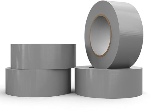 Cinta adhesiva tela cinta americana extra fuerte cinta reparación impermeable uso en interiores exteriores reparación reforzada fuerza adhesiva impermeable rasgable a mano (4Pcs,30 m x 50 mm,plata)