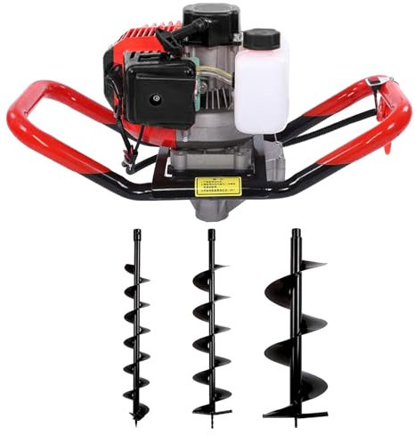 Tarière à 3 Forets, Excavatrice à Essence 4 Temps pour Vergers, Fermes, Jardins, Clôtures et Plantations D'arbres,8/10/12cm