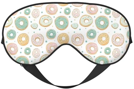 Máscara de dormir para hombre y mujer – diseño de rosquillas de colores con hebilla ajustable – Máscara de sueño opaca y cómoda para hombre y mujer – Diadema divertida para juegos de fiesta