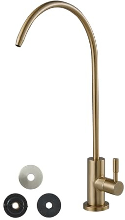 VEVOR Edelstahl Wasserhahn bleifreier Trinkwasserhahn, Umkehrosmose-Wasserhahn mit massivem Messingventil, Filterwasserhahn für Küchenspüle Bartheke Café gebürstetes Gold, rostfrei und langlebig