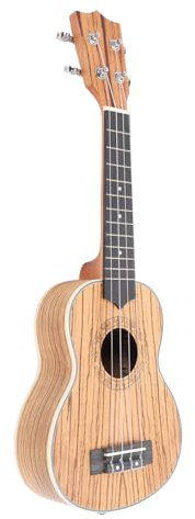 POENVFPO Kit Ukulele in Legno da 21 Pollici, Set Completo di Strumenti Musicali con 4 Corde, Kazoo, Capotasto, Plettro e Panno per la Pulizia, per Principianti, Adulti e Bambini