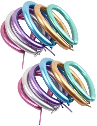 JOINPAYA Globos Largos Metálicos Giratorios para Decoración de Fiestas y Bodas, 100 Unidades, Globos de Látex Multicolor para Modelar Animales, Uso Interior y Exterior Color Aleatorio