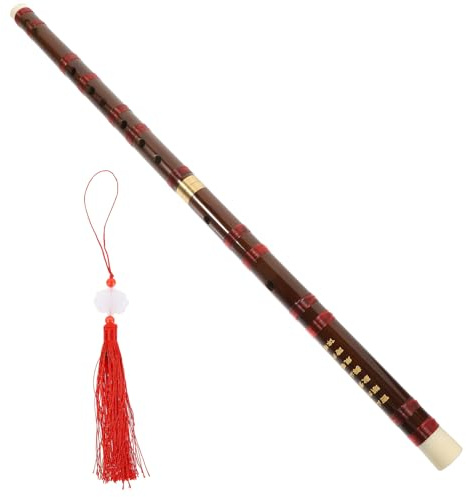 LAPYAPPE Instrumento Tradicional China Superficie Suave y Nudo Chino en Estilo Antiguo Flauta de Bambú Profesional C Tono para Adultos y Estudiantes
