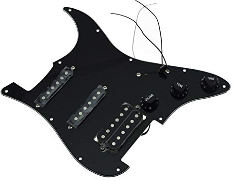 KAISH förtrådslastad Strat HSS Pickguard för Squier eller Import Stratocaster svart 3 lager