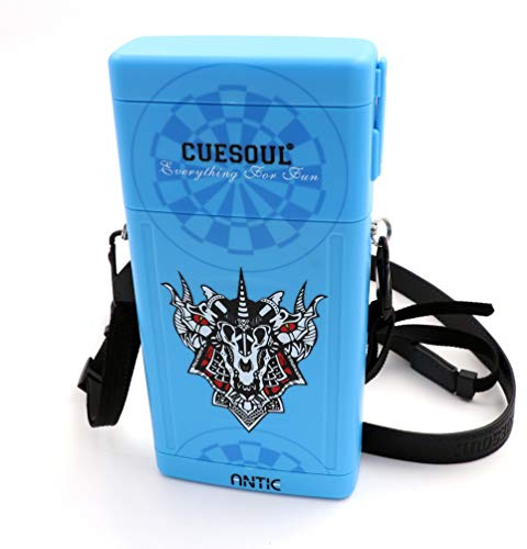 CUESOUL ANTIE Estuche de Dardos Azul Duro, Tiene 6 Dardos con Punta de Acero/Dardos de Punta Suave y Puntas de Dardos adicionales, Ejes y vuelos, Uso Duradero