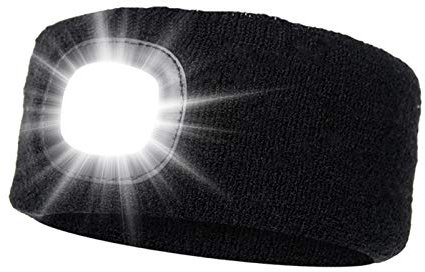 LED Sport Stirnband Stirnlampe USB Wiederaufladbare Kopflampe, Laufhut 4 LED-Lampe mit Wasserdichtem Licht und Blinkender Alarmscheinwerfer Hohe Stretch Multi-Color, Unisex Kinder Scheinwerfer-Mütze