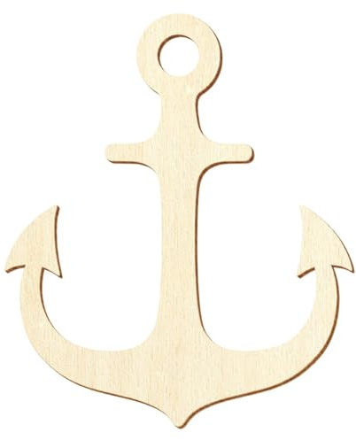 Ancla de madera V2 – Decoración para manualidades 3 – 50 cm, tamaño: 27 cm, paquete con 1 unidad
