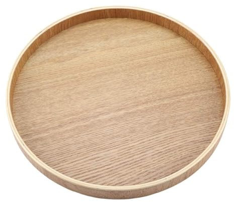 Bandeja De Madera Para Decoración, Bandeja Redonda Para Servir, Bandeja Para Servir Juego De Té, Bandejas Mesa De Café Bandejas Para Cocina, Dormitorio, Sala De Estar, Café, Fruta(M 27cm)