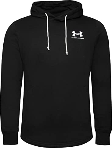 Under Armour Men's Rival Terry Long Crew Neck Hoodie T-Shirt, Black (001)/Onyx White, XL