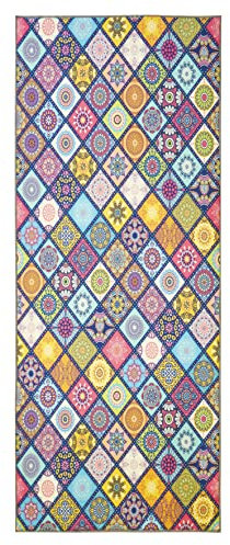 wunderlin Läufer Flur Teppich Bedo Collection waschbar Modernes Design Wertvoll Verwendung Für Teppichlaeufer rutschfest und Küchenläufer Nützlich Küchenteppich Waschbar Vinyl Look Bunt (80x200 cm)