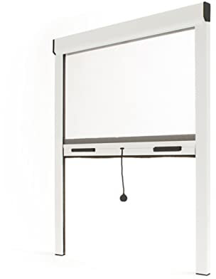 Store moustiquaire fenêtre alu recoupable (largeur x hauteur) -protection insecte ajustable (Lg 1500 mm x Ht 1600 mm, Blanc)